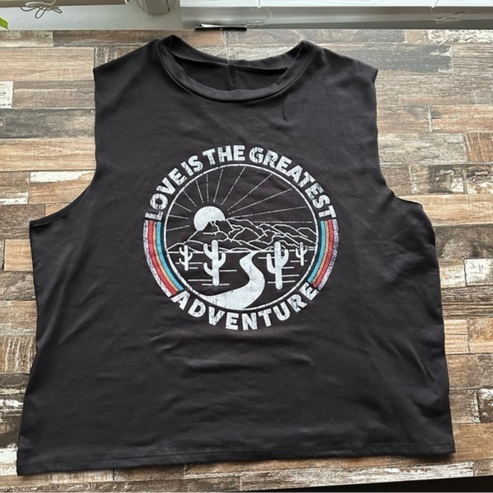 good hYOUman Black Graphic Sleeveless Crop Top Womens XL